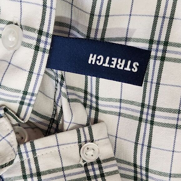 George Shirts for Men Size Medium Plaid Green Button Down Short Sleeves Stretch - Picture 7 of 11